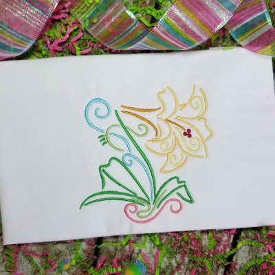 Swirly Easter Lily Machine Embroidery Design